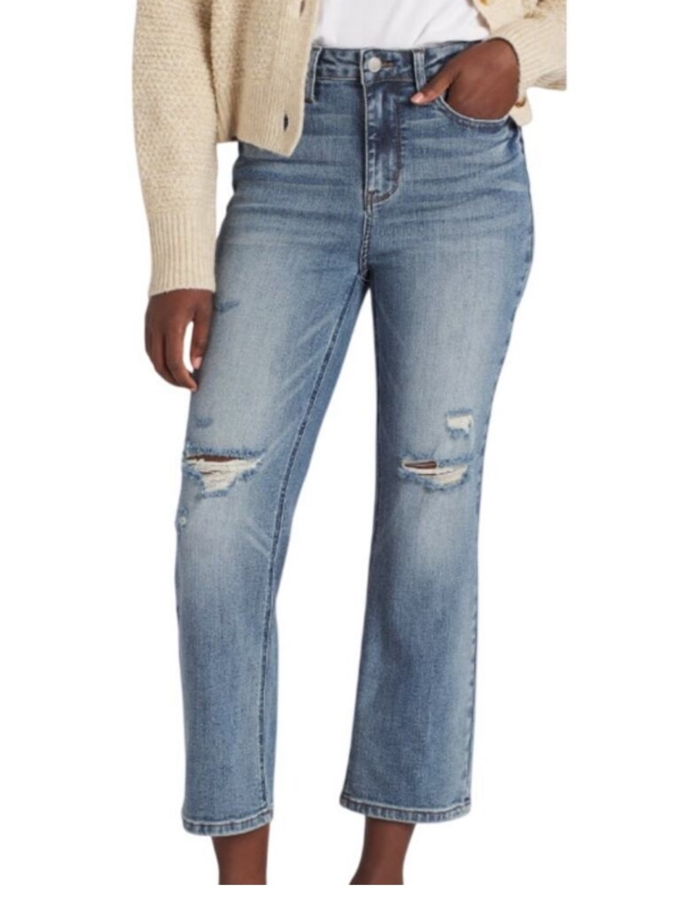 Judy Blue Straight Crop distressed medium wash size 28
